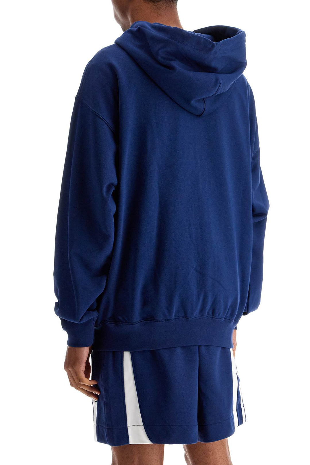 Men's Blue Zip Hoodie In Cotton With Recycled Polyester