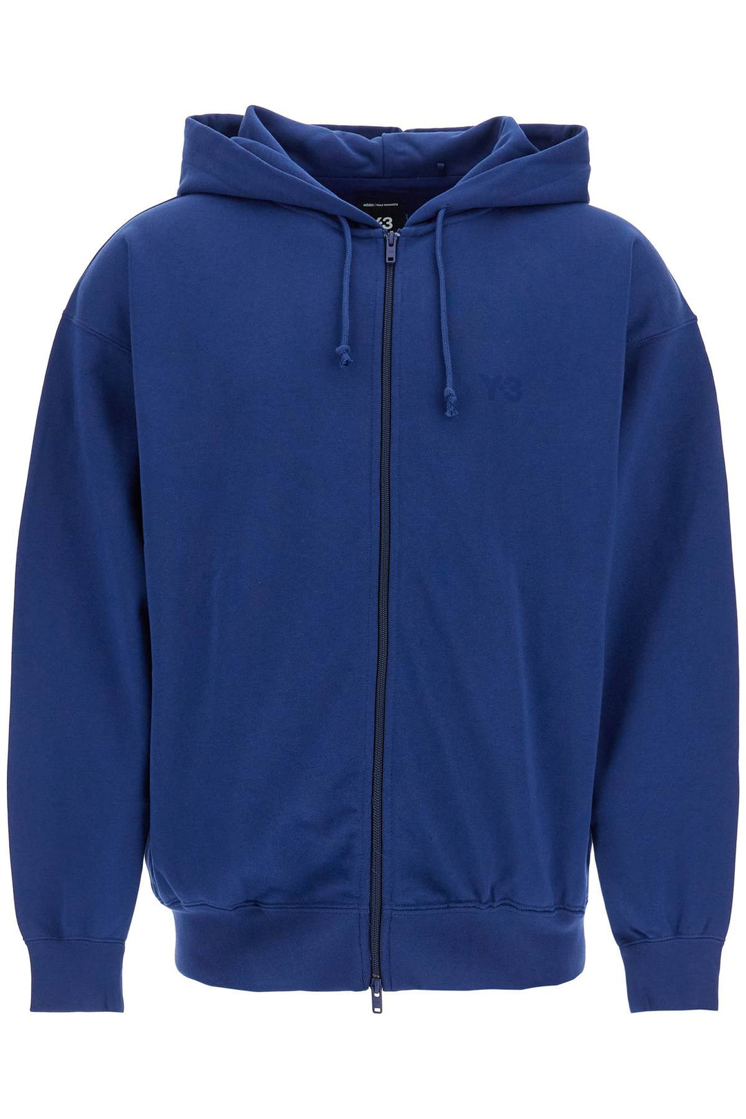 Men's Blue Zip Hoodie In Cotton With Recycled Polyester