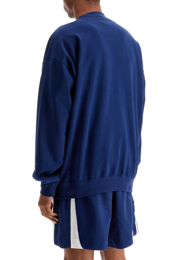 Blue Cotton Crewneck Sweatshirt For Men