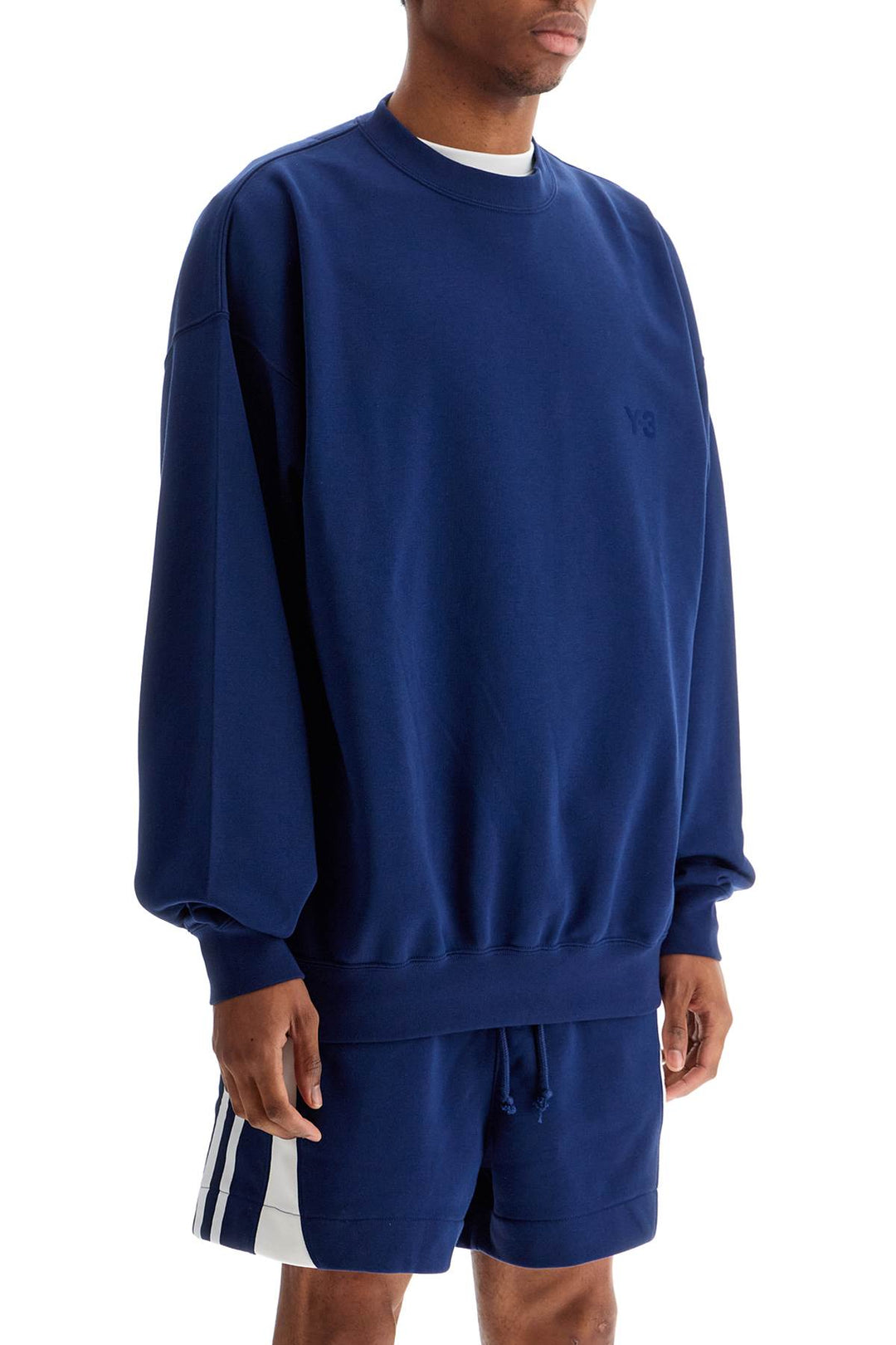 Blue Cotton Crewneck Sweatshirt For Men