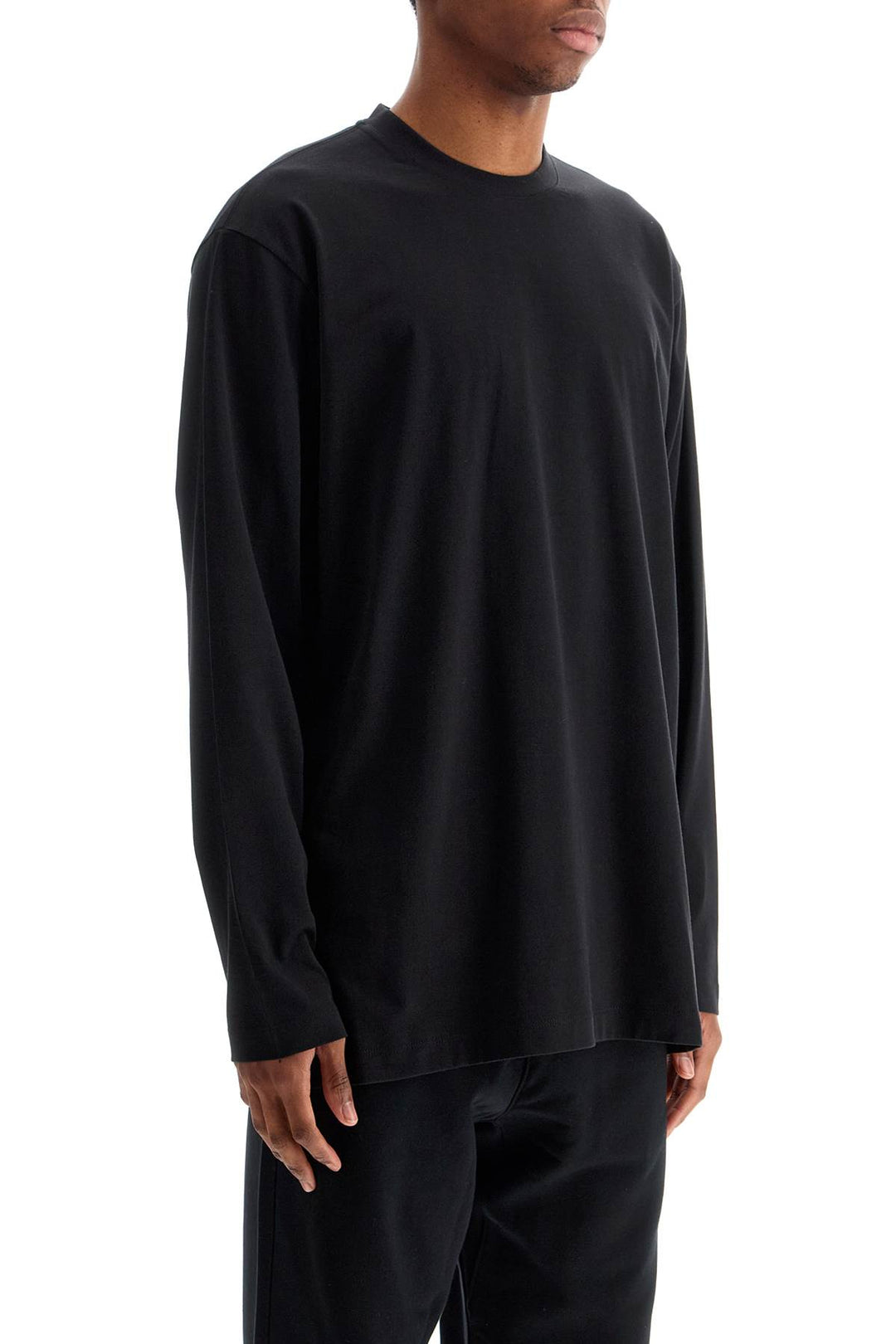 Long Sleeve Black Cotton T Shirt With Men's Graphic