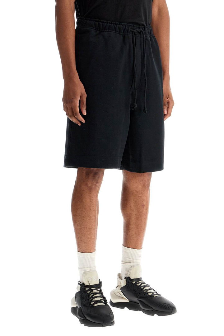 High Waisted Black Cotton Sports Shorts