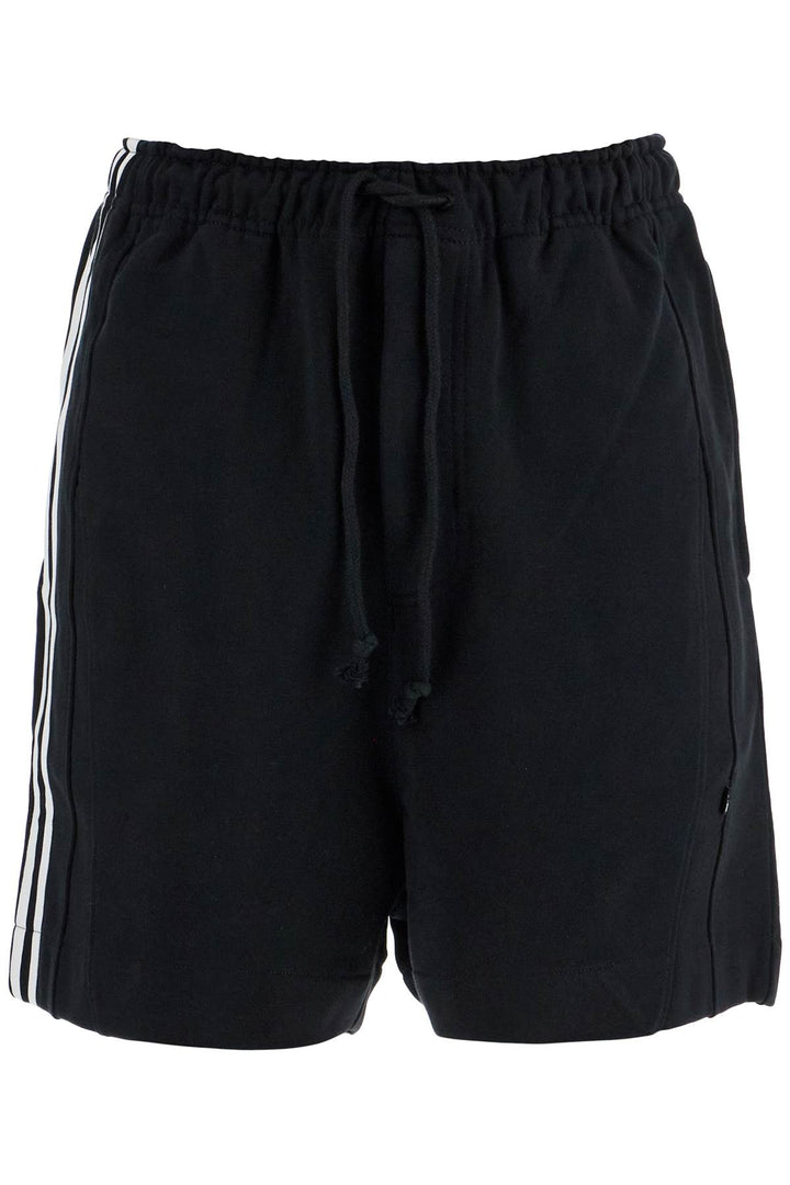 Black Cotton Shorts With White Stripes