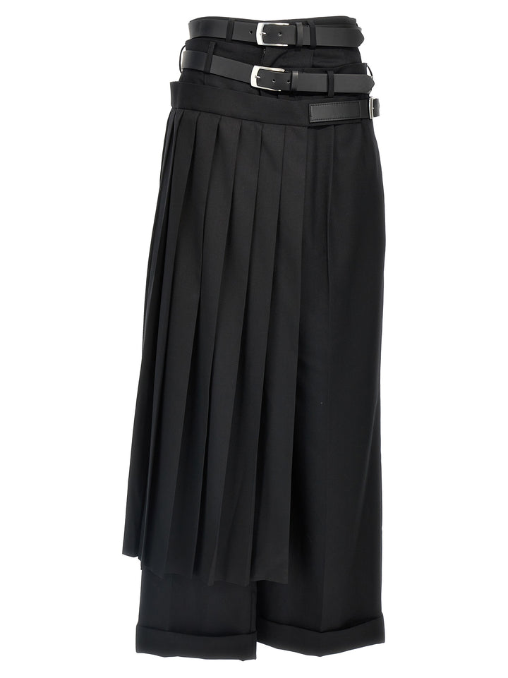 Belt Pleated Insert Pants Black