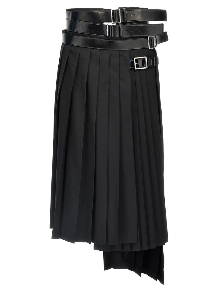 Pleated Skirt With Belts Skirts Black