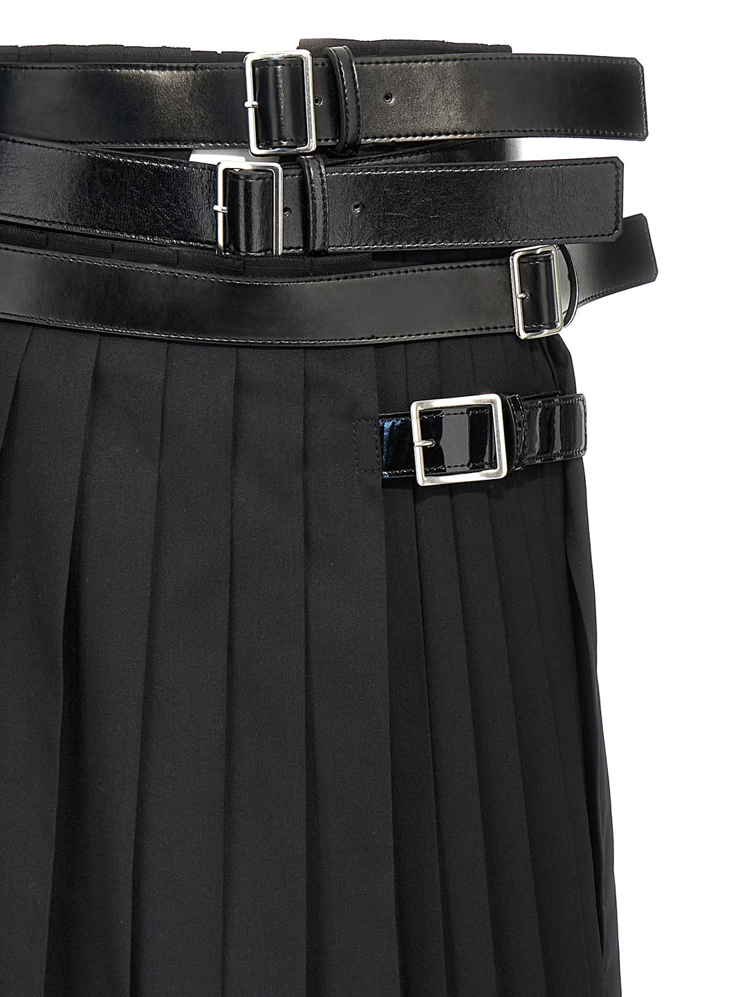 Pleated Skirt With Belts Skirts Black