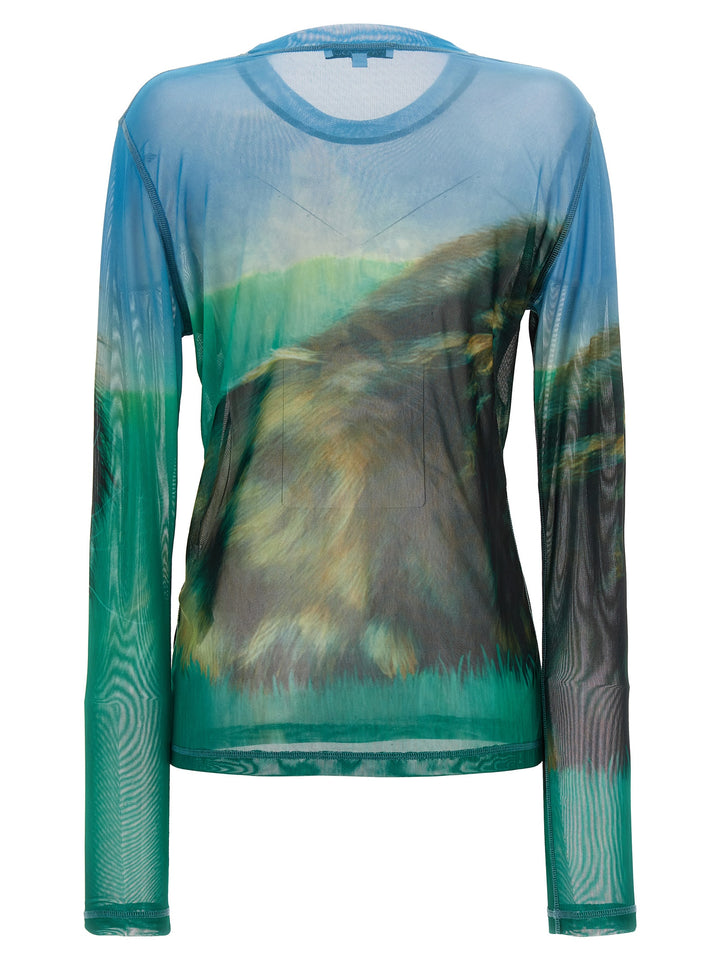 Print Semi-Transparent Top Tops Multicolor