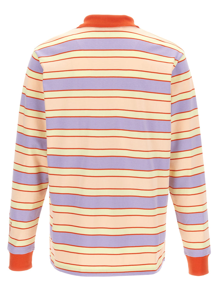 Striped Contrast Trim Polo Pink