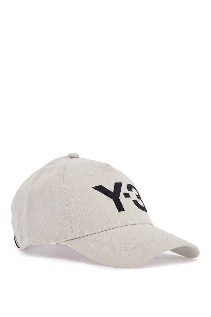 Gray Cotton Cap With Large Logo And Curved Brim