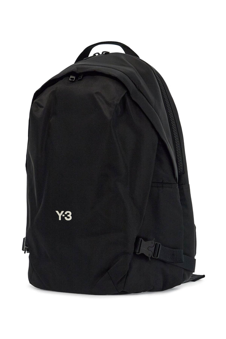 Black Minimalist Backpack In Recycled Polyester With Padded Straps