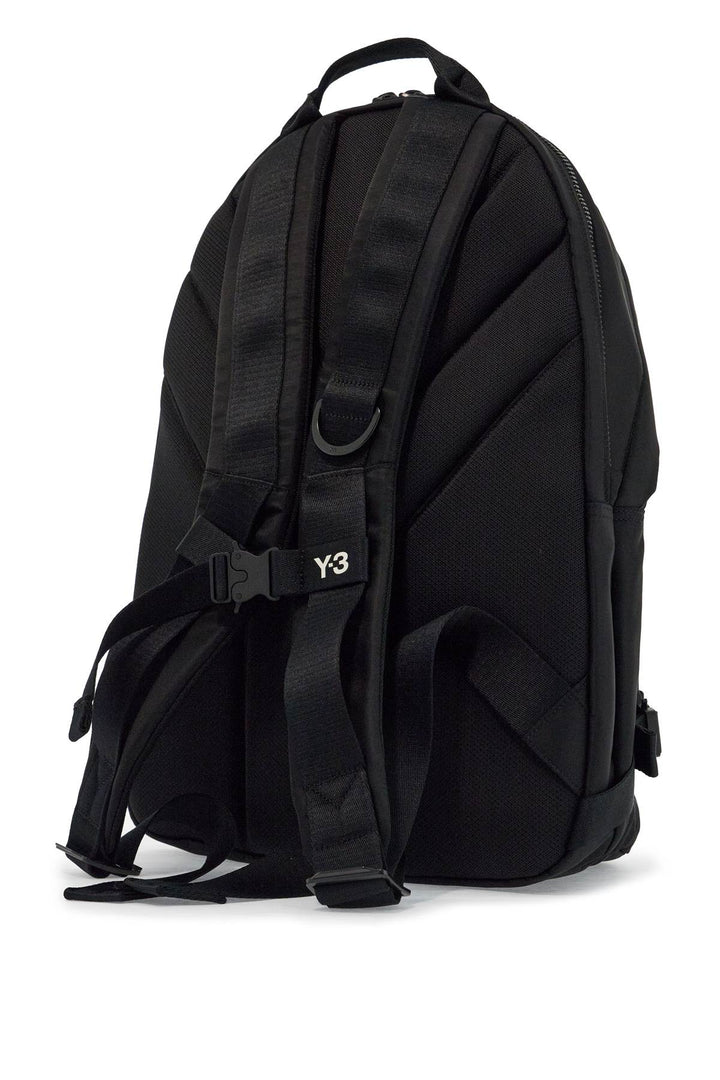 Black Minimalist Backpack In Recycled Polyester With Padded Straps