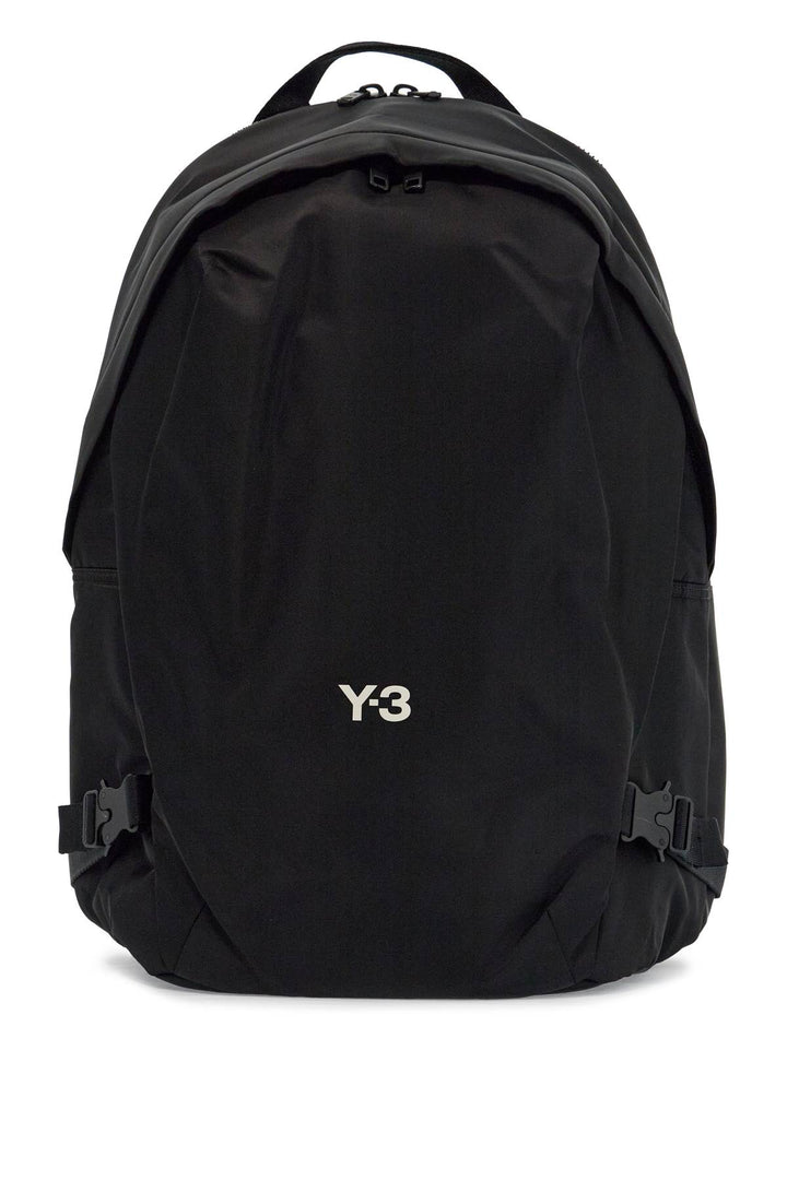 Black Minimalist Backpack In Recycled Polyester With Padded Straps