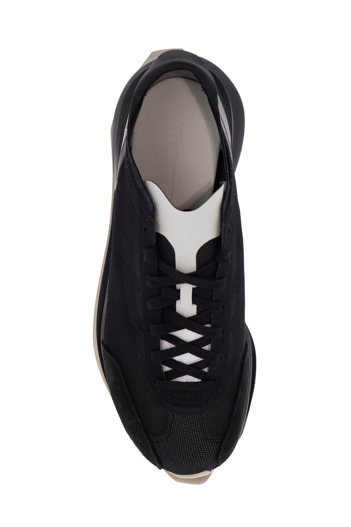 S Gendo Run Black Fabric And Leather Running Sneakers