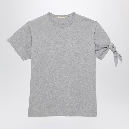 Grey T-Shirt With Knotted Sleeve