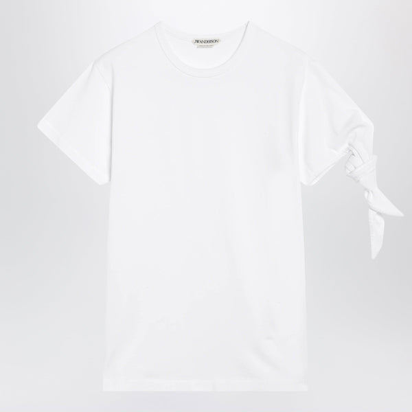 Women's Knotted-Sleeve Jersey T-Shirt In White