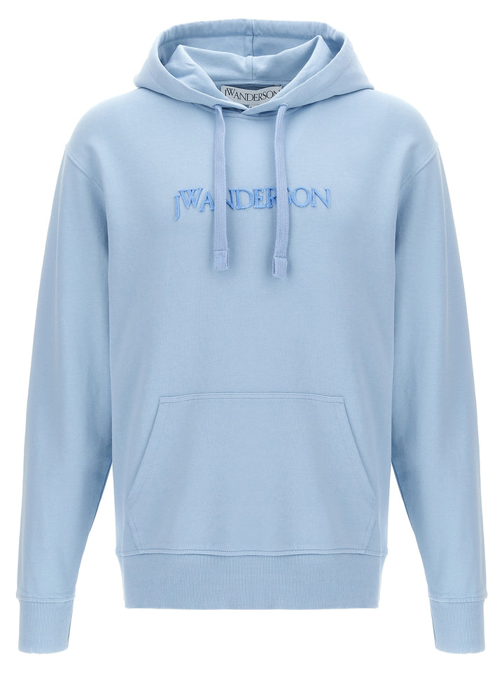 Logo Embroidery Hoodie Sweatshirt Blue