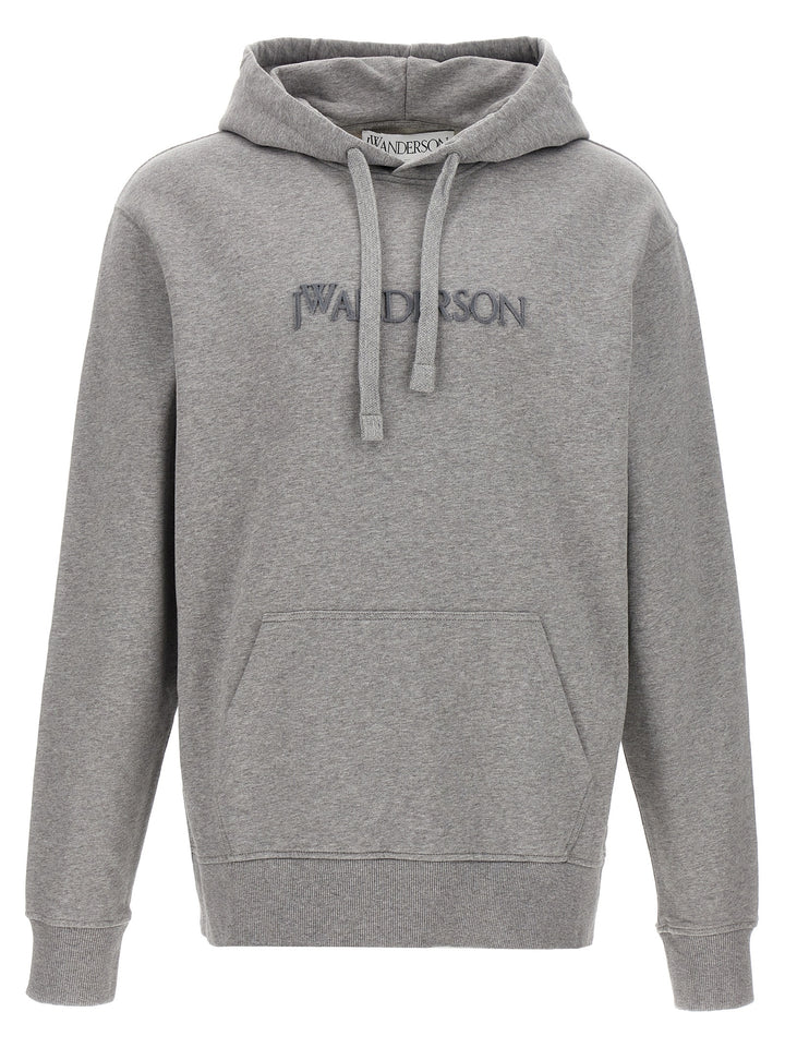 Embroidery Hoodie Sweatshirt Gray