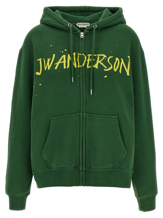 Printed Hoodie Sweatshirt Green
