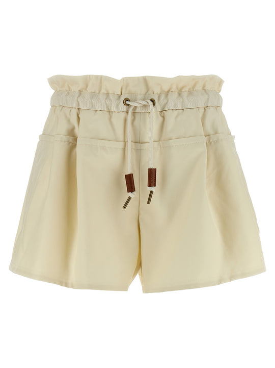Short Twill Bermuda And Short Beige