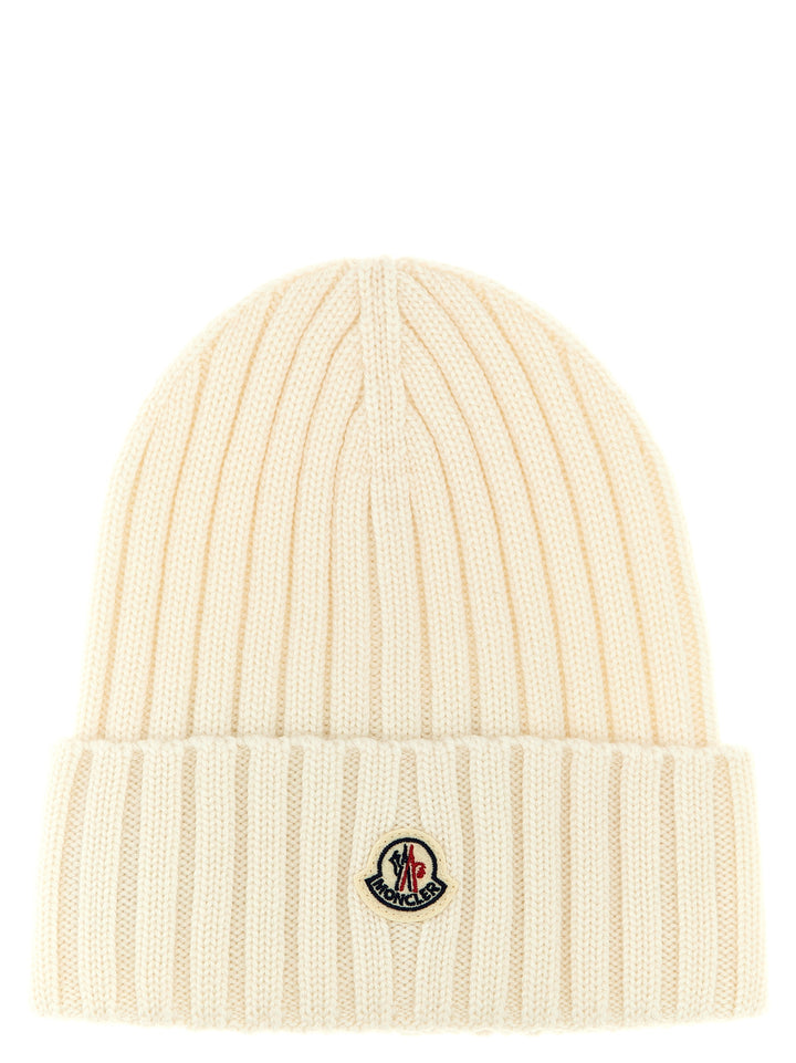 Logo Patch Beanie Hats White