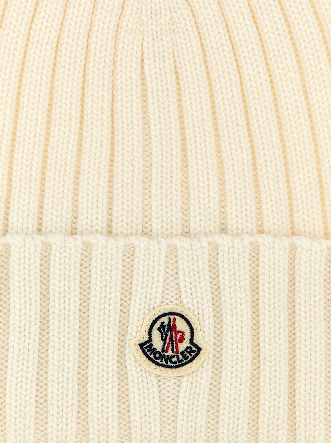 Logo Patch Beanie Hats White