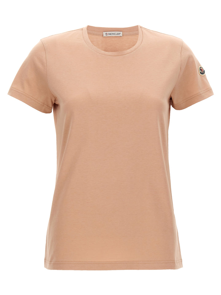 Moncler Logo Patch T-shirt - Pink | df4214609ee355f23ebe9138324912d1321e9938