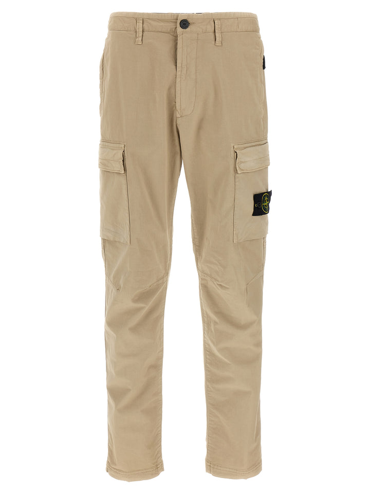 Logo Patch Cargo Pants Beige