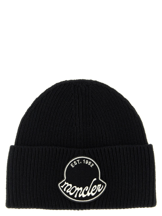 Logo Patch Beanie Hats Black