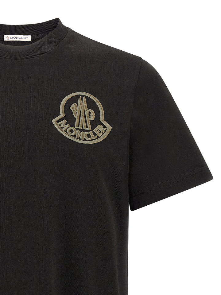 Moncler Flocked Logo T-shirt - Black | 94484038ed813ce17e8ce3e155b03bde521eb373