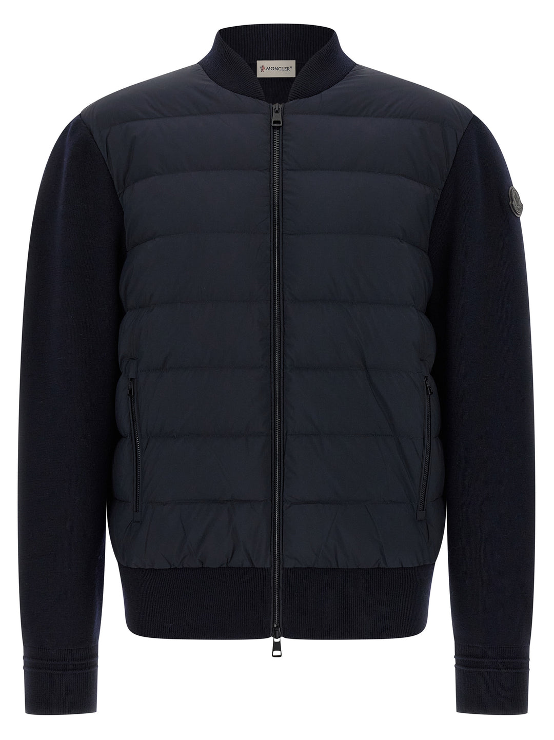 Moncler Two-Material Cardigan Sweaters and Cardigans - Blue | 392acadb523a8d0bcfa776ddb69207133beefe72