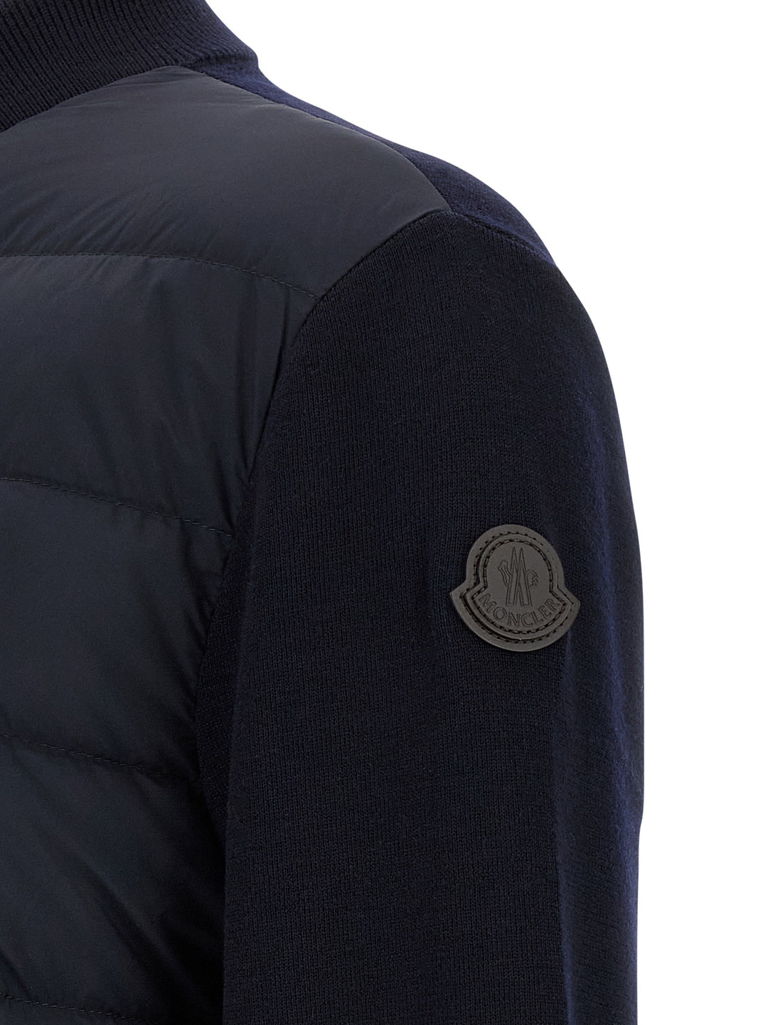 Moncler Two-Material Cardigan Sweaters and Cardigans - Blue | 63cb58ee9481ab3009bdb8a68d23e4211a3678c6
