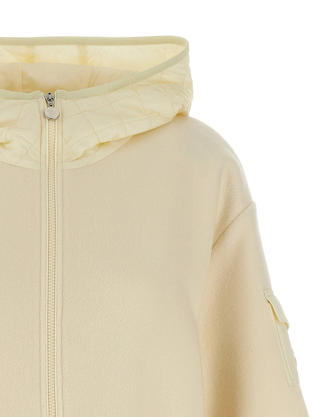 Moncler Two-Material Hood Capes - White | d753db57f4215a5fbe7f349769c56c80deacd201