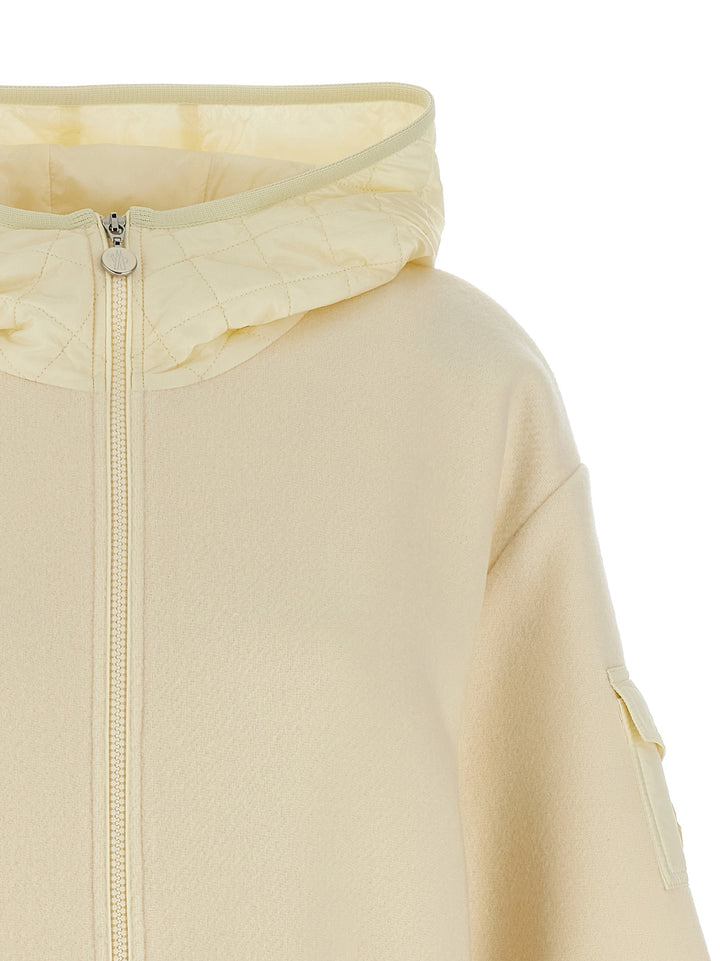 Moncler Two-Material Hood Capes - White | d753db57f4215a5fbe7f349769c56c80deacd201