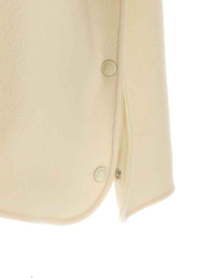 Moncler Two-Material Hood Capes - White | 18a3c0966e2f089f9a7f4b54d47de0fcce1a5df6