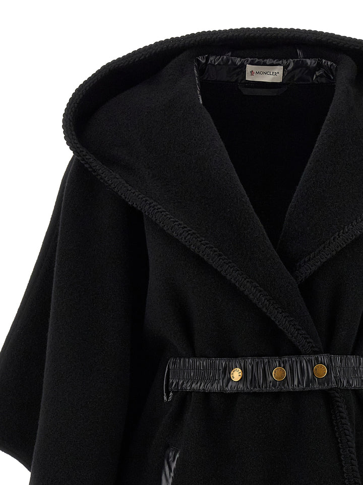 Moncler Wool Cape Capes - Black | 441362fe5517da0096cff26da29142fc7f66f67a