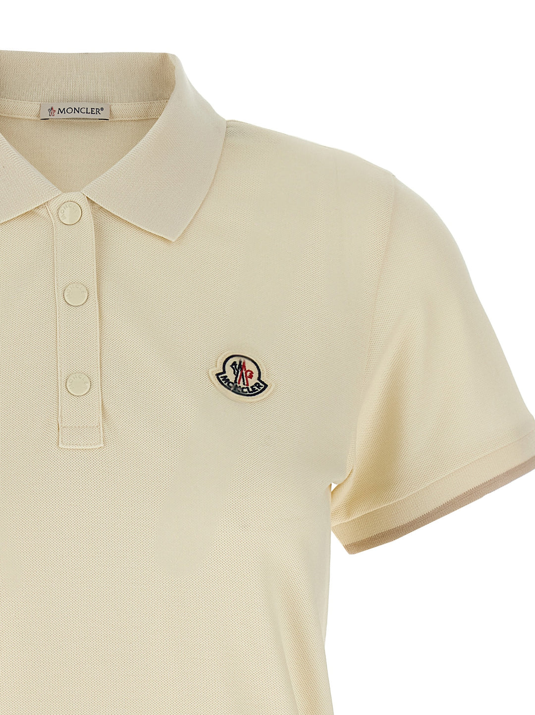 Moncler Logo Patch  Shirt Polo - Beige | 74073b95fed7146d15e3bbd47423eb0a7abab096
