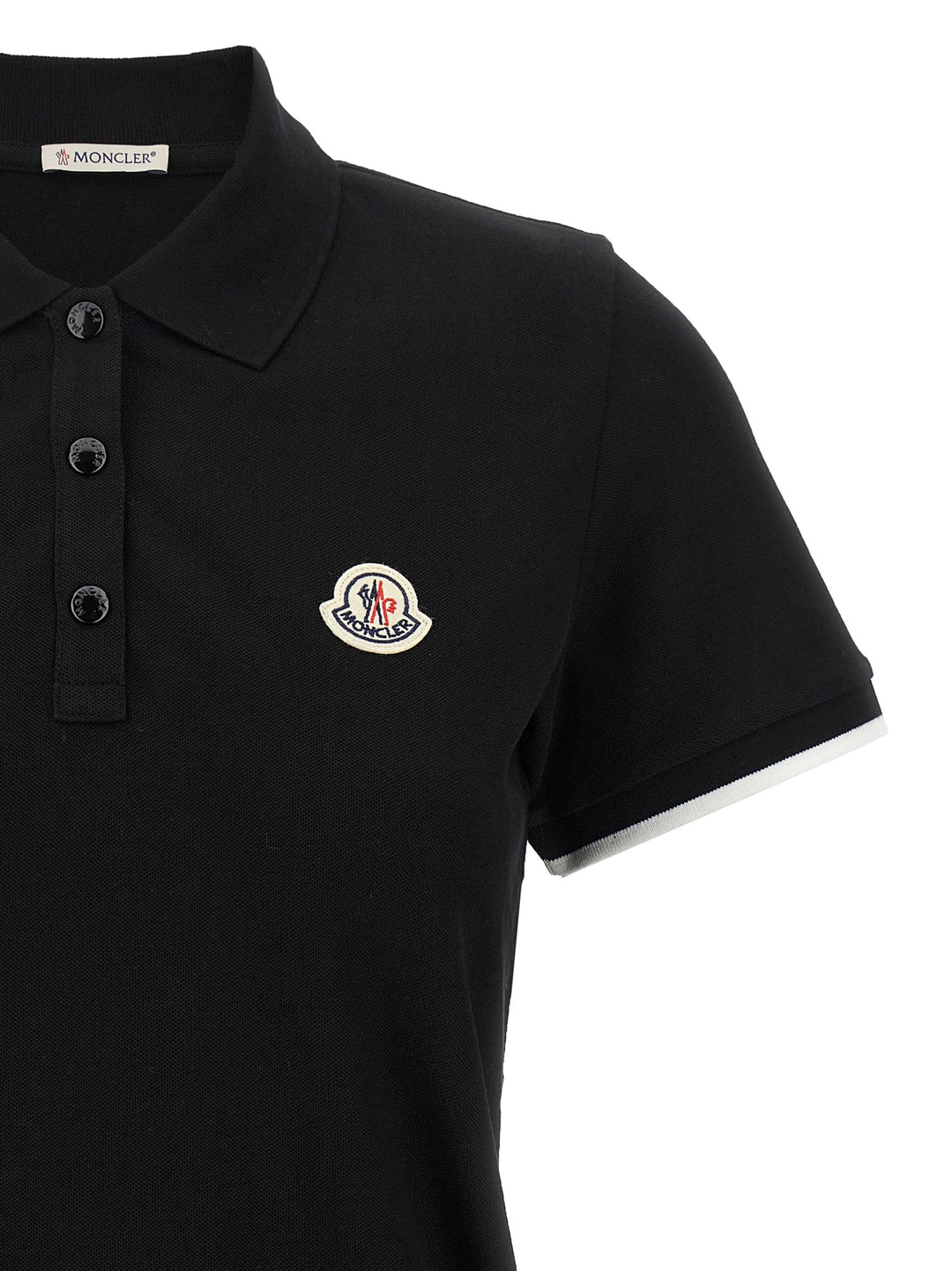 Moncler Logo Patch  Shirt Polo - Black | 8ca17dbee1eae8034a0a64e6506b89fb2b93de95