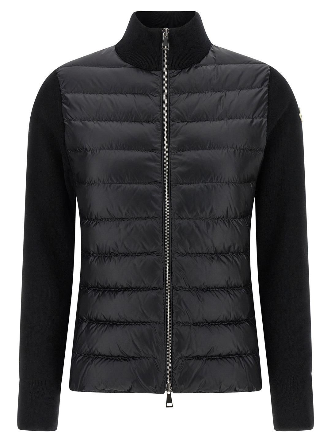Moncler Two-Material Cardigan Sweaters and Cardigans - Black | fefdc1077f53deee4ecd685f6eea666a9dd1a250