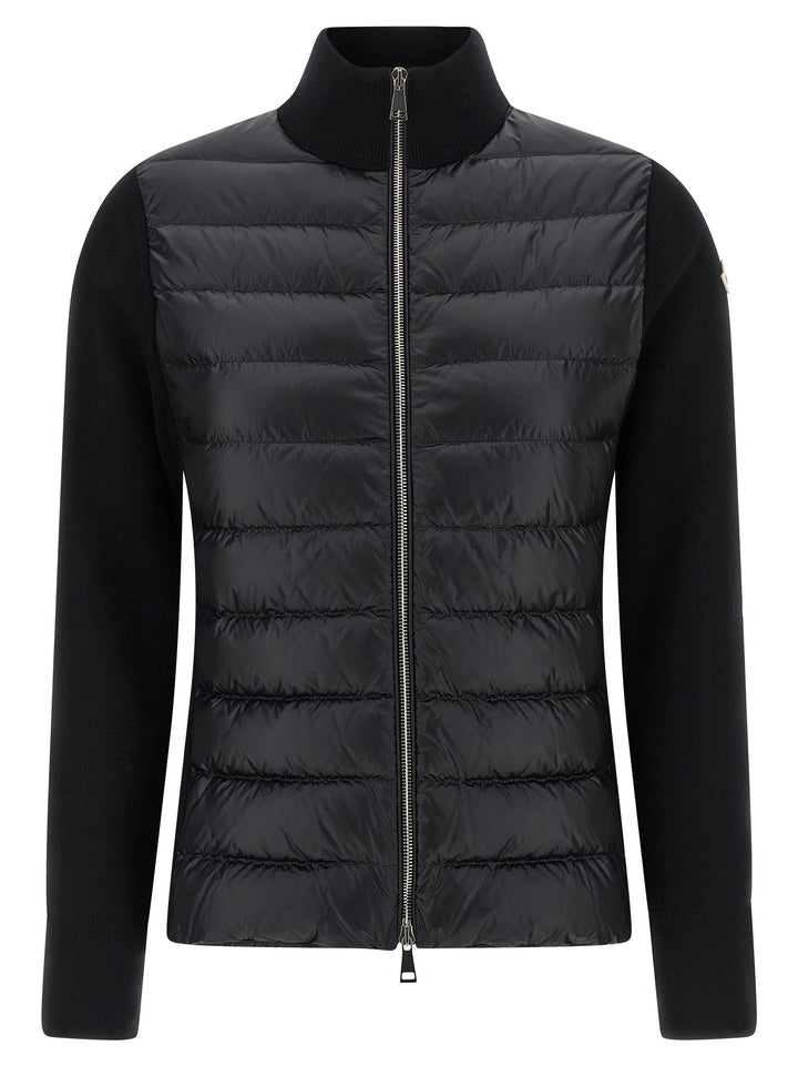 Moncler Two-Material Cardigan Sweaters and Cardigans - Black | fefdc1077f53deee4ecd685f6eea666a9dd1a250