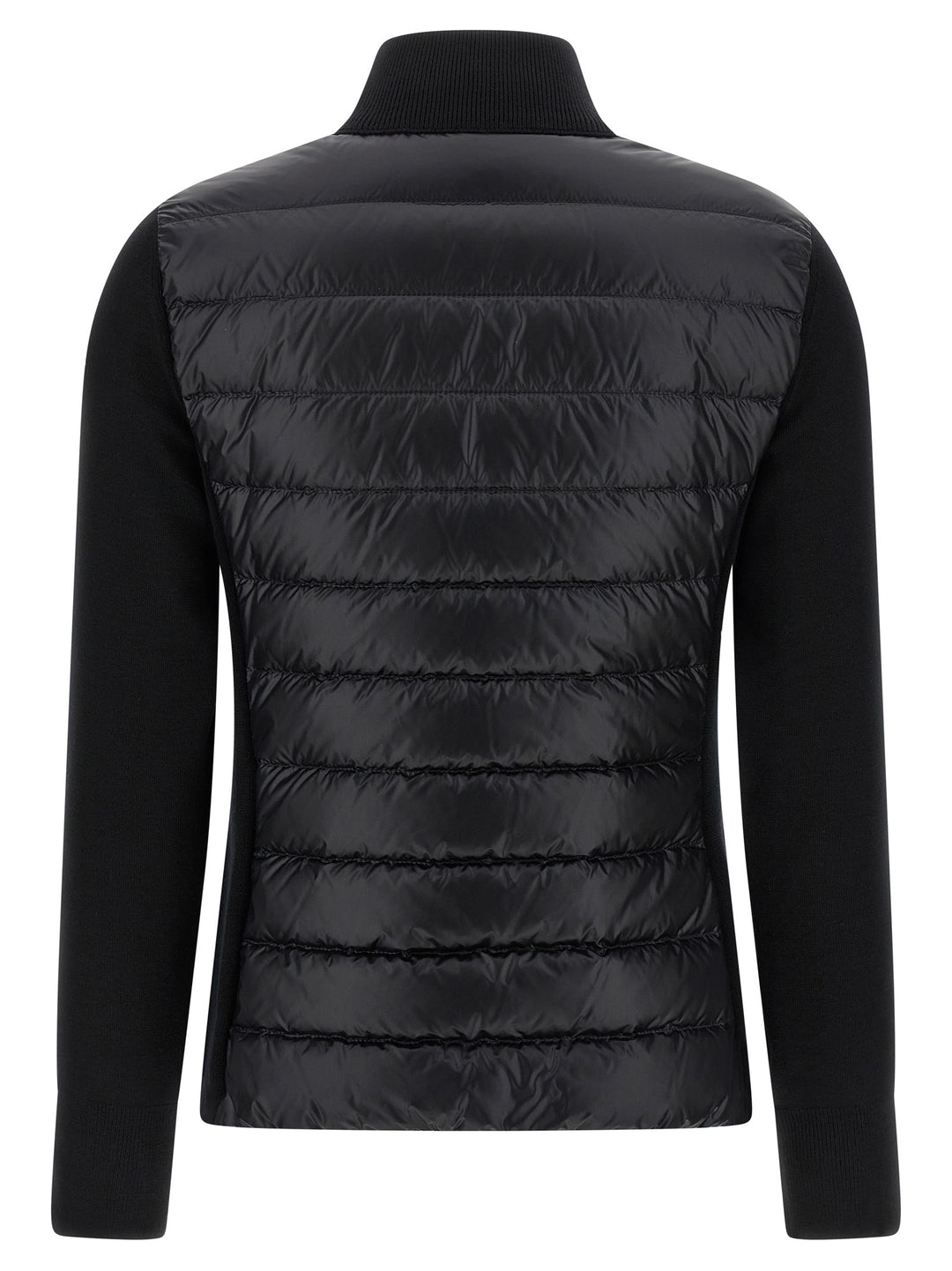 Moncler Two-Material Cardigan Sweaters and Cardigans - Black | f22d4b32ea430ab7511b667e39c92674901bff6a
