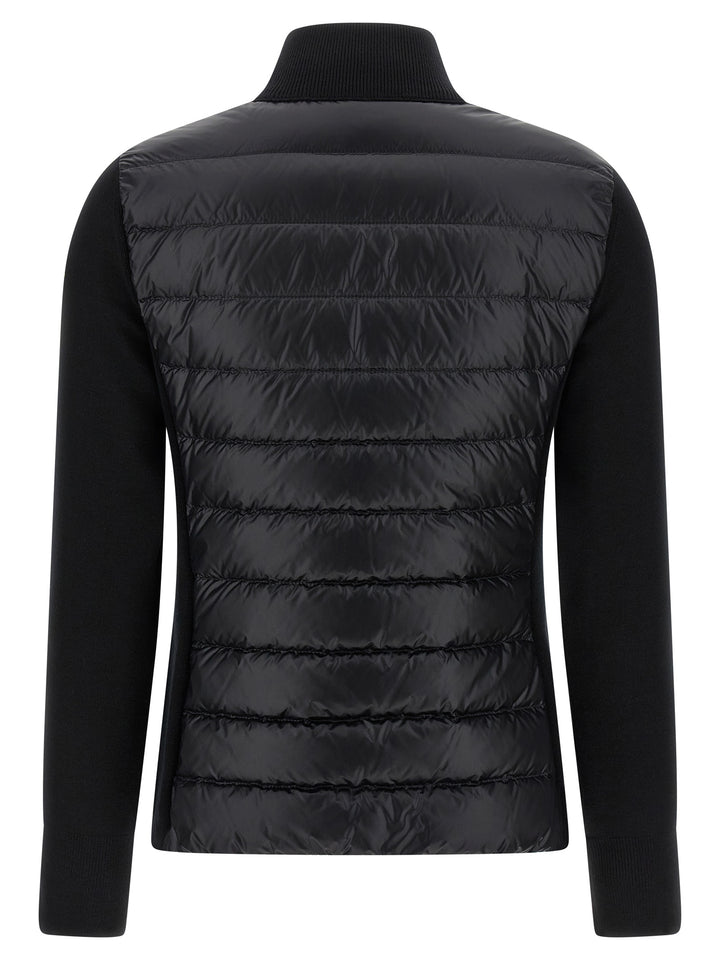 Moncler Two-Material Cardigan Sweaters and Cardigans - Black | f22d4b32ea430ab7511b667e39c92674901bff6a
