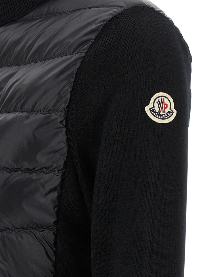 Moncler Two-Material Cardigan Sweaters and Cardigans - Black | 9e5a1893cd87136db8da20676282117cdc548d25