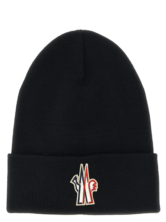 Logo Patch Beanie Hats Black