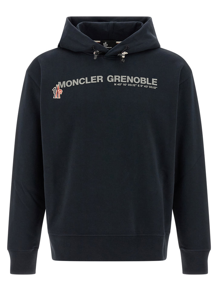 Moncler Grenoble Logo Hoodie Sweatshirt - Blue | 9faee0bb57bd18d2e0a0863d4f05ee516e6a9de6