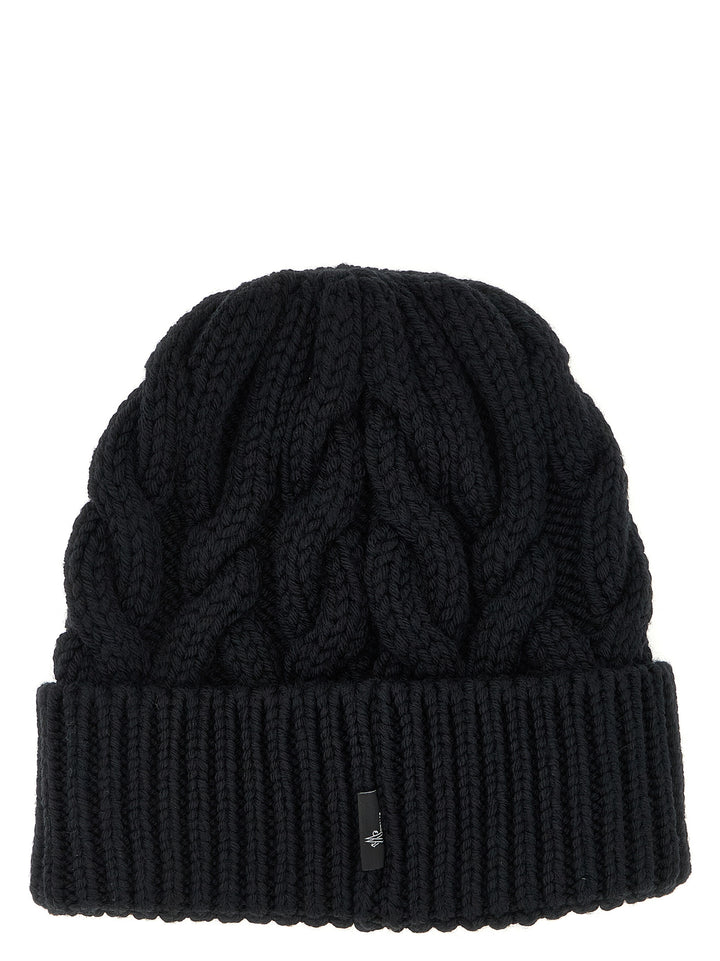 Moncler Grenoble Braided Wool Beanie Hats - Black | cb92f6680c335b9520ae9622edc23c7bf7a6d58b