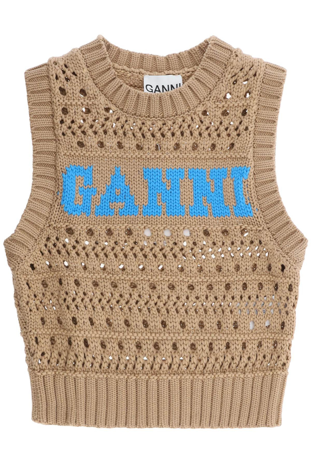 Open Stitch Knitted Vest With Logo