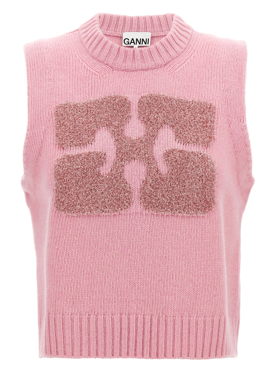 Lurex Logo Vest Gilet Pink