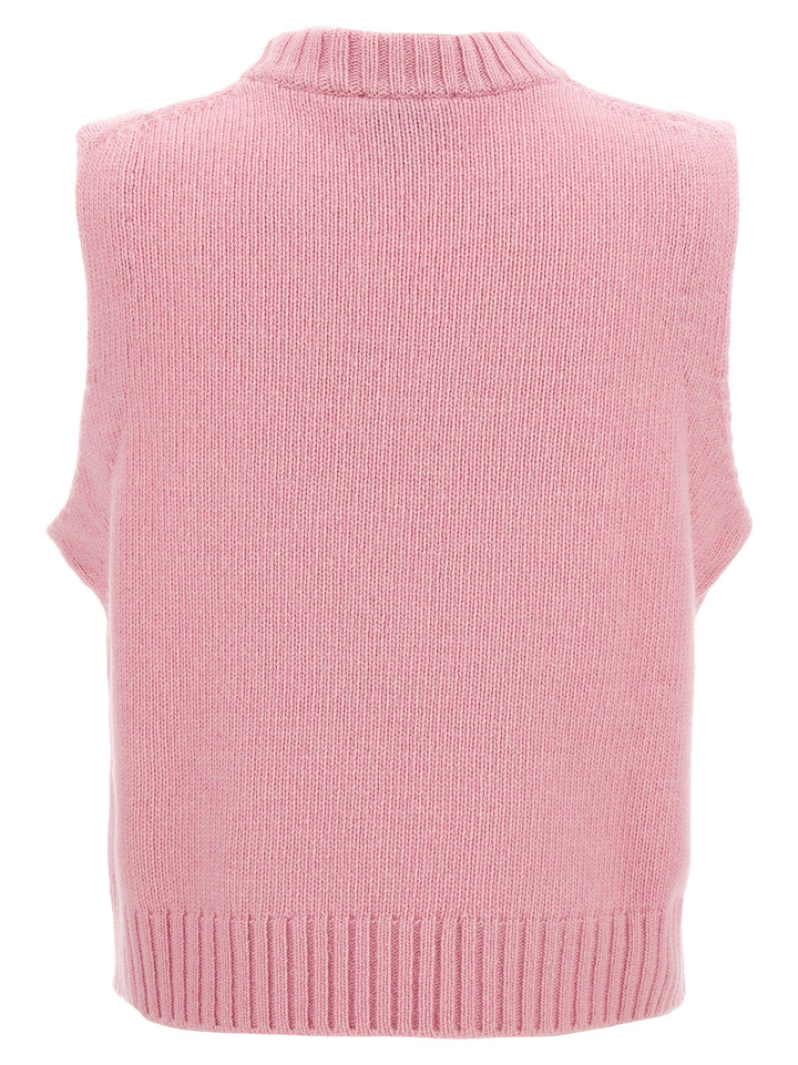 Lurex Logo Vest Gilet Pink