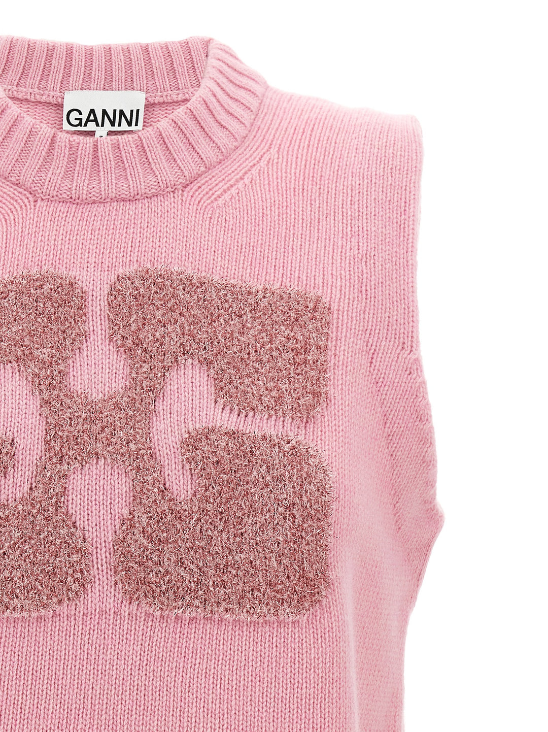 Lurex Logo Vest Gilet Pink