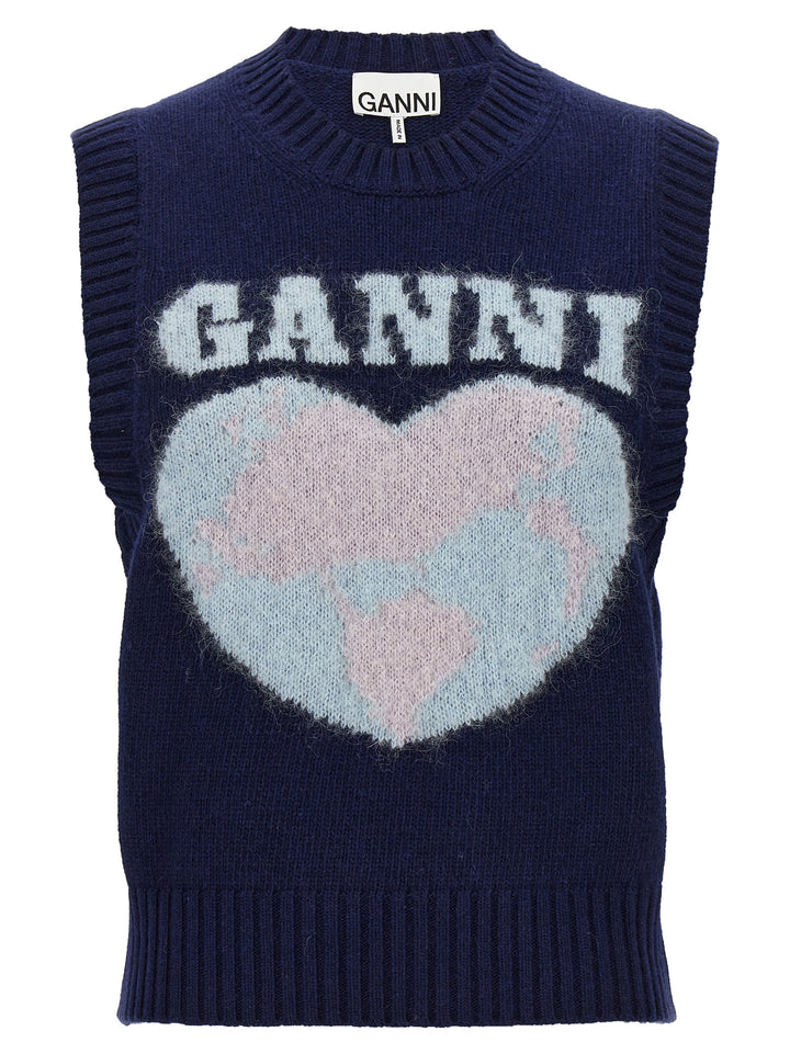 Logo Intarsia Vest Gilet Blue